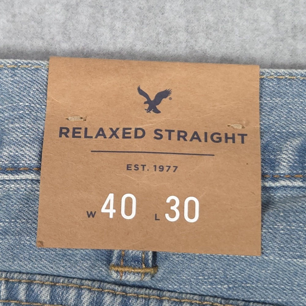 American Eagle Mens Size 40x30 Light Blue Relaxed Straight Denim Jeans Unworn - Picture 3 of 16